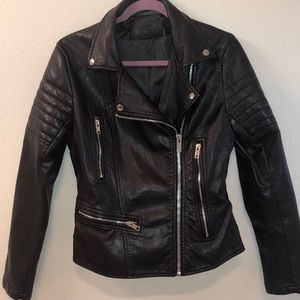 Brown lapel leather jacket